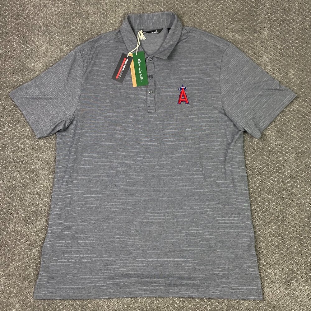Travis Mathew Los Angeles Angels Polo Shirt Men's XL Gray Performance Golf
